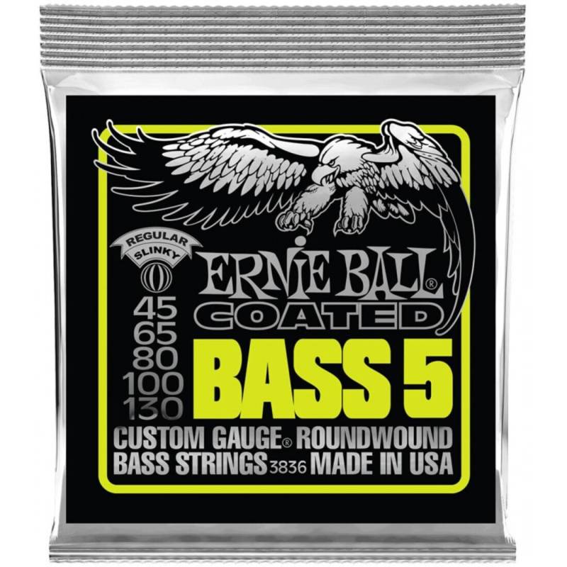 Струны для бас-гитары Ernie Ball 3836 Coated Regular Slinky 5-String 45/130