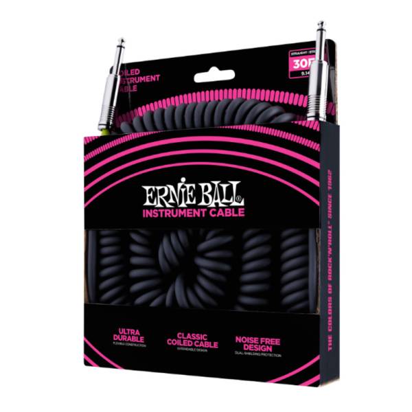 Інструментальний кабель Ernie Ball 6044 Coiled Instrument Cable Straight/Straight - Black 9м (30ft)