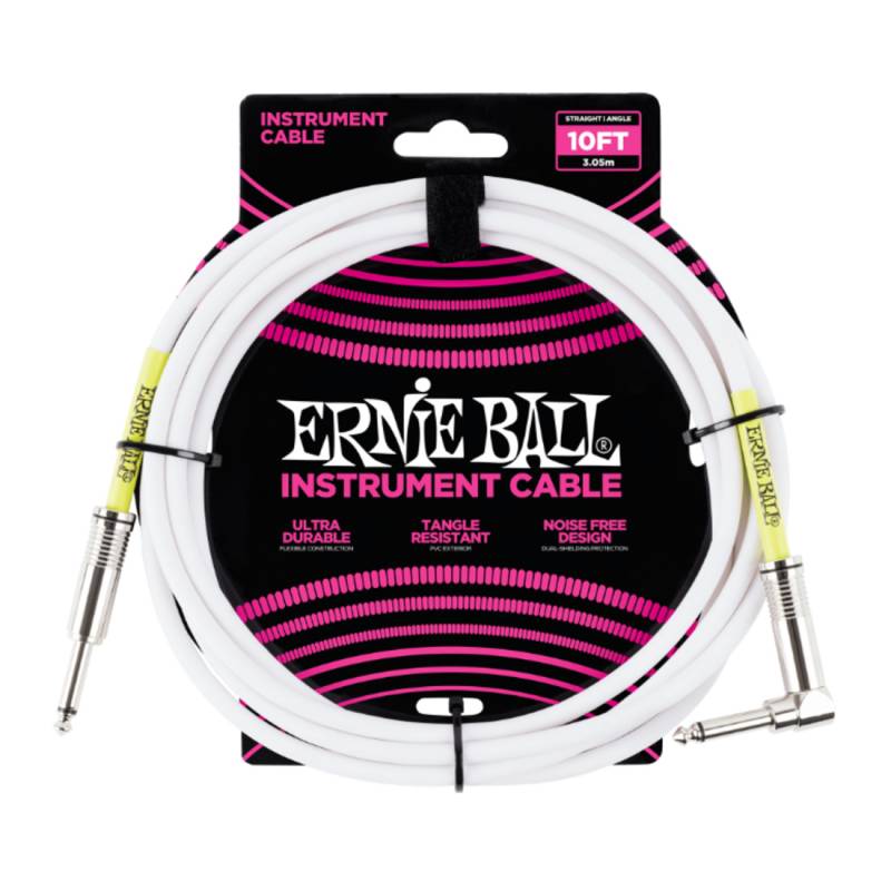 Кабель инструментальный Ernie Ball 6049 Classic Instrument Cable Straight/Angle - White 3м (10ft)