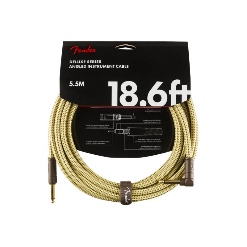 Кабель инструментальный FENDER CABLE DELUXE SERIES 18.6' ANGLED TWEED