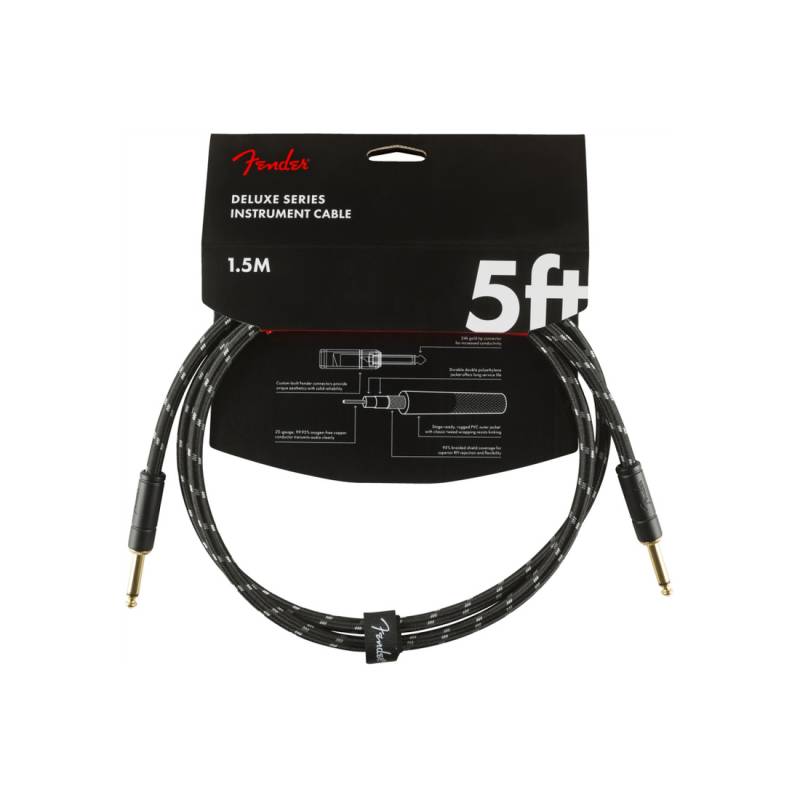 Кабель инструментальный FENDER CABLE DELUXE SERIES 5' BLACK TWEED