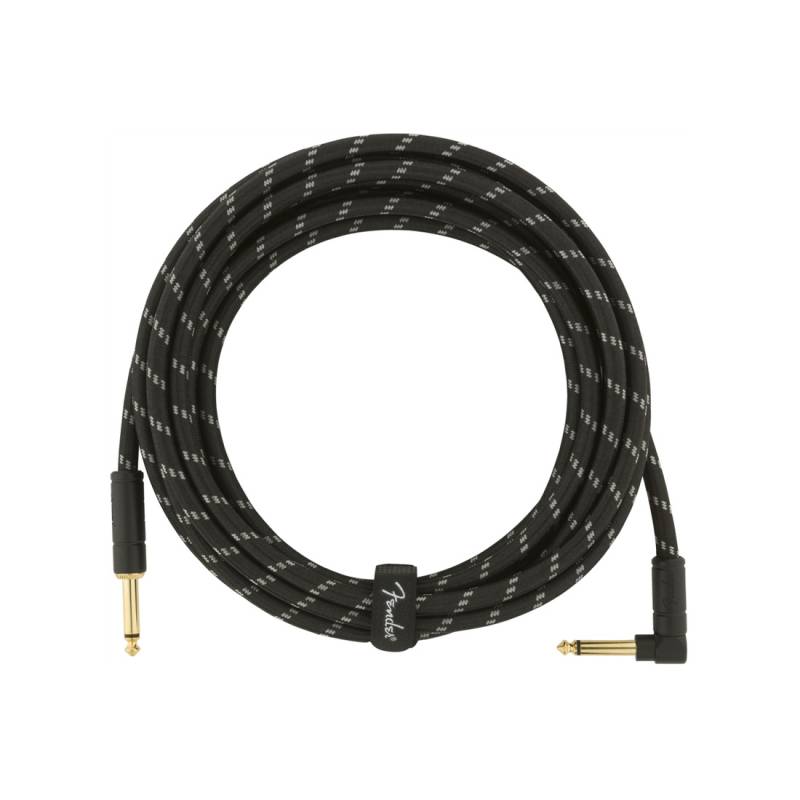 Кабель инструментальный FENDER CABLE DELUXE SERIES 15' ANGLED BLACK TWEED