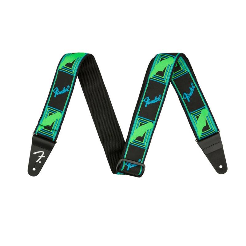 Ремінь для гітари FENDER STRAP 2" NEON MONOGRAMMED GREEN BLUE