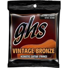 Струны для акустической гитары GHS VN-UL Vintage Bronze Ultra Light 10/46