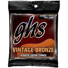 Струни для акустичної гітари GHS VN-XL Vintage Bronze Extra Light 11/50