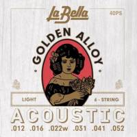 Струны для акустической гитары La Bella 40PS 80/20 Golden Alloy Light 12/52
