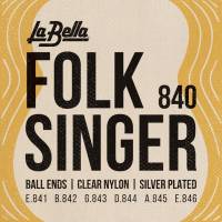 Струны для классической гитары La Bella 840 Folksinger Silver Nylon Silver Alloy Medium