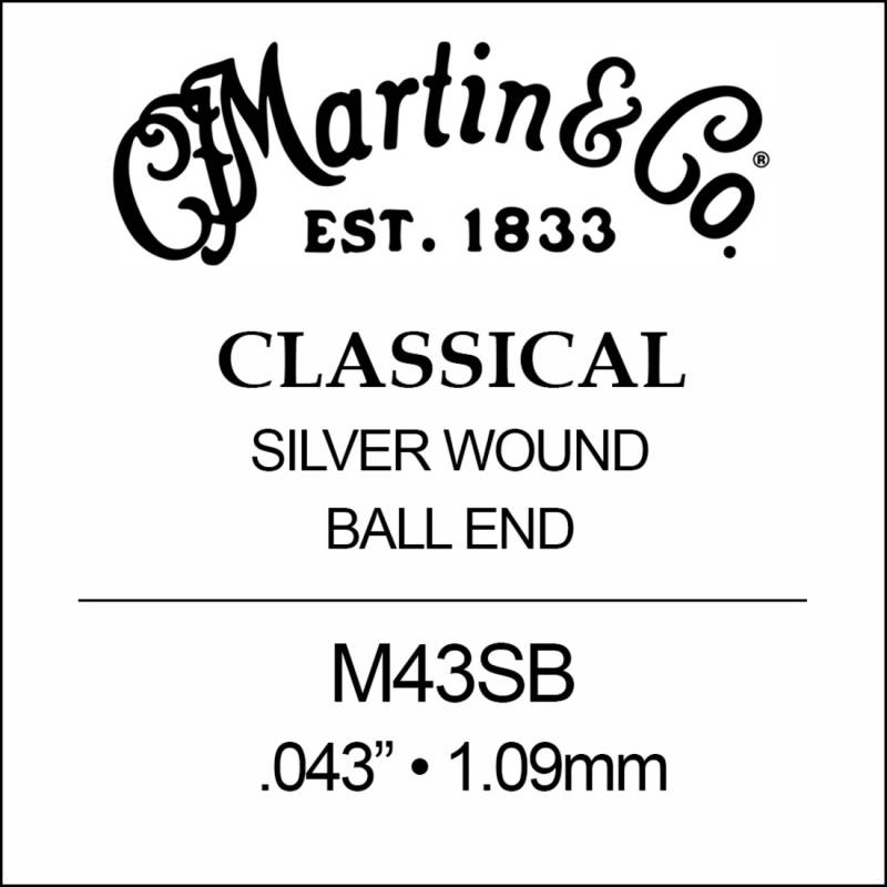Струна Martin M43SB Silver Wound 6th Classical String Ball End .043