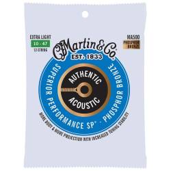 Струни для акустичної гітари Martin MA500 92/8 Phosphor Bronze Extra Light 12 Strings 10/47