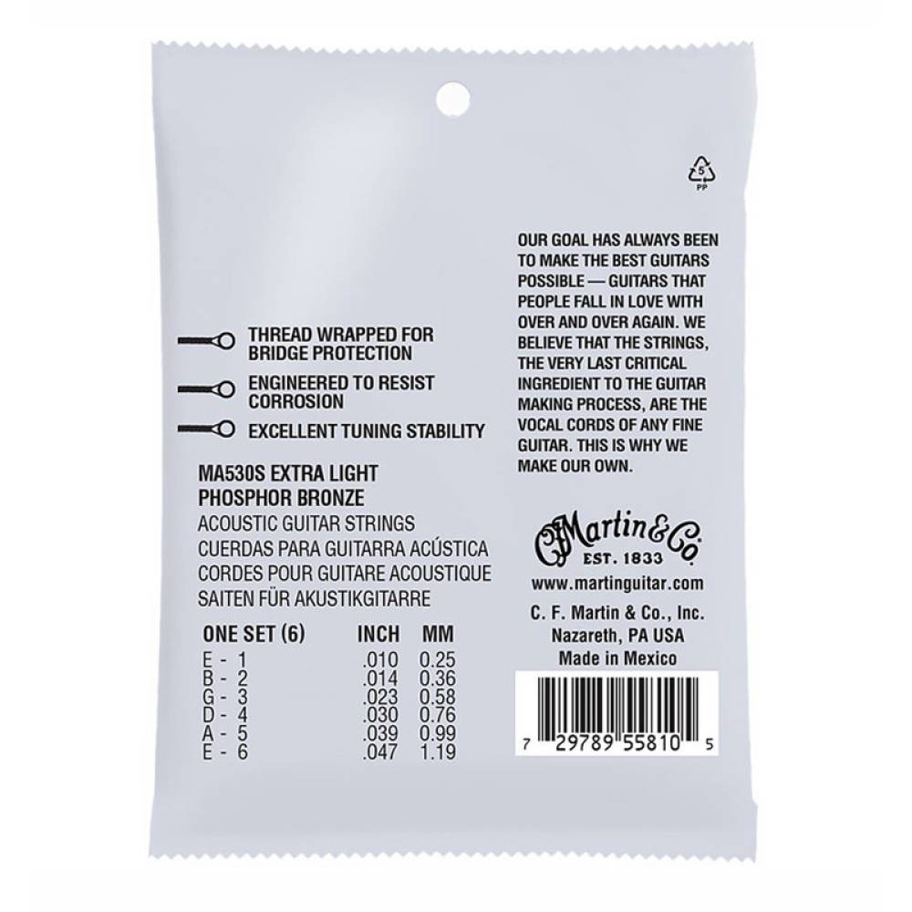 Струни для акустичної гітари Martin MA530S Marquis Silked Phosphor Bronze Extra Light 10/47
