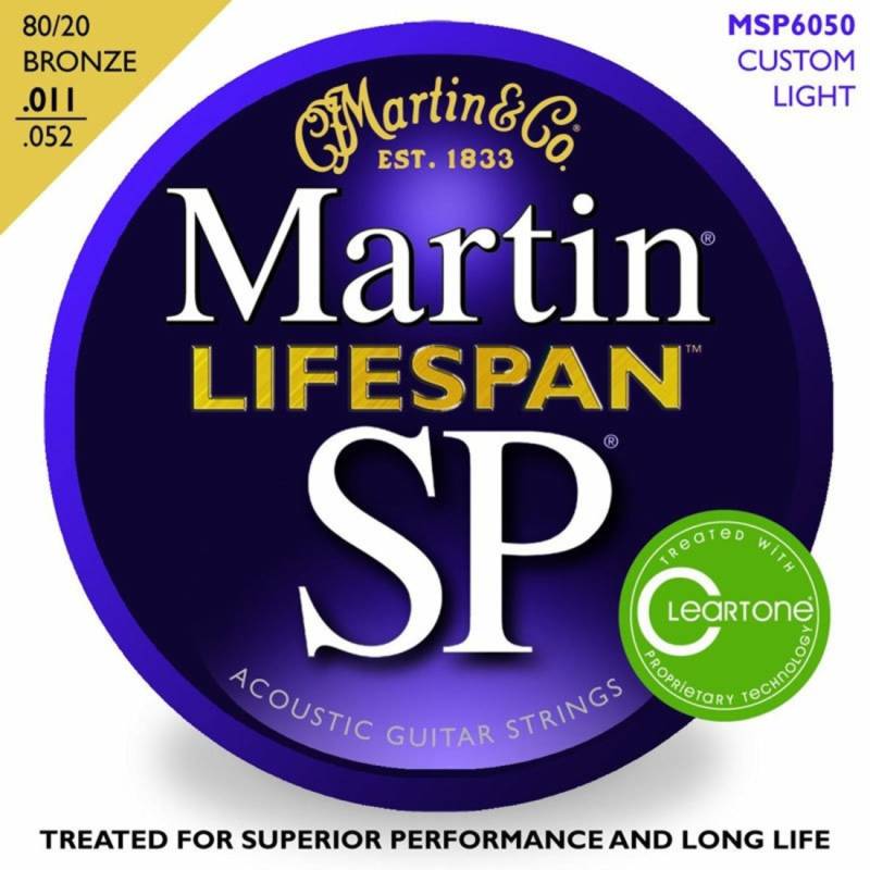 Струни для акустичної гітари Martin MSP6050 SP Lifespan 80/20 Bronze Custom Light 11/52