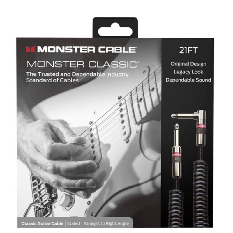 Кабель инструментальный Monster CLAS-I-21ACWW Coiled Cable Straight Jack - Angled Jack 6.4м.