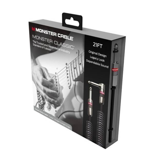 Кабель инструментальный Monster CLAS-I-21ACWW Coiled Cable Straight Jack - Angled Jack 6.4м.