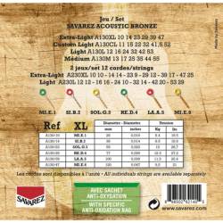 Струни для акустичної гітари Savarez A130XL Bronze Extra Light 10/47