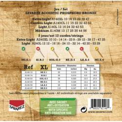 Струни для акустичної гітари Savarez A140XL Phosphor Bronze Extra Light 10/47