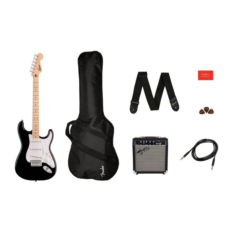 Гітарний набір Гітарний набір з електрогітарою SQUIER SONIC STRATOCASTER PACK MN BLACK