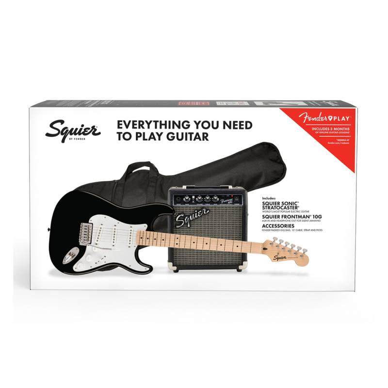 Гітарний набір Гітарний набір з електрогітарою SQUIER SONIC STRATOCASTER PACK MN BLACK